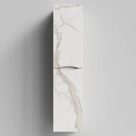 Пенал Лайт 35 подвесной, Мрамор Белый натур милк ПВХ 2537, правый