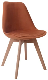 GH608/DC608 Стул пластиковый мягкий, ТЕРРАКОТОВЫЙ#62-24 велюр, каркас бук