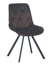 DC68 Стул мягкий поворотный, ШОКОЛАД#G62-09 велюр, каркас металл белый