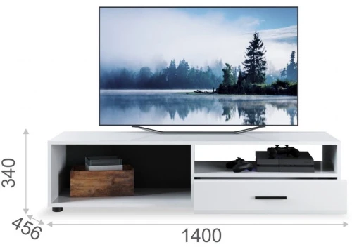 Тумба ТВ «Йорк» 1д1ящ ЛВ, Белый/белый глянец