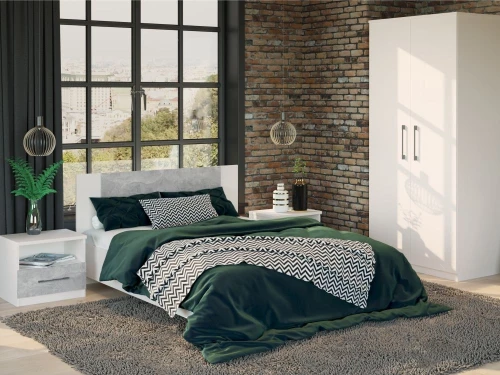 Спальня «Аврора» 2дв шк, Белый/Ателье светлый