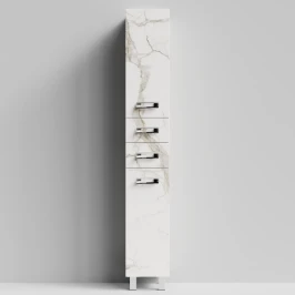 Пенал Орландо 30 напольный, Мрамор Белый натур милк ПВХ 2537, правый