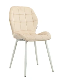 DC829 Стул мягкий, БЕЖЕВЫЙ#G62-03 велюр, каркас металл белый КРУГЛЫЙ