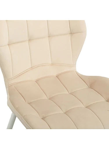 DC829 Стул мягкий, БЕЖЕВЫЙ#G62-03 велюр, каркас металл белый КРУГЛЫЙ