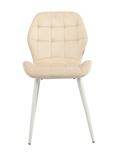 DC829 Стул мягкий, БЕЖЕВЫЙ#G62-03 велюр, каркас металл белый КРУГЛЫЙ