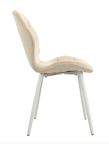 DC829 Стул мягкий, БЕЖЕВЫЙ#G62-03 велюр, каркас металл белый КРУГЛЫЙ