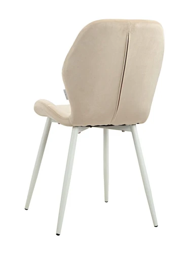 DC829 Стул мягкий, БЕЖЕВЫЙ#G62-03 велюр, каркас металл белый КРУГЛЫЙ