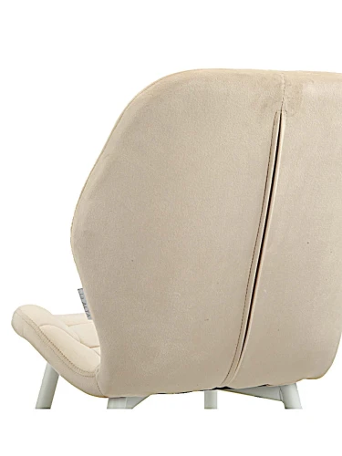 DC829 Стул мягкий, БЕЖЕВЫЙ#G62-03 велюр, каркас металл белый КРУГЛЫЙ