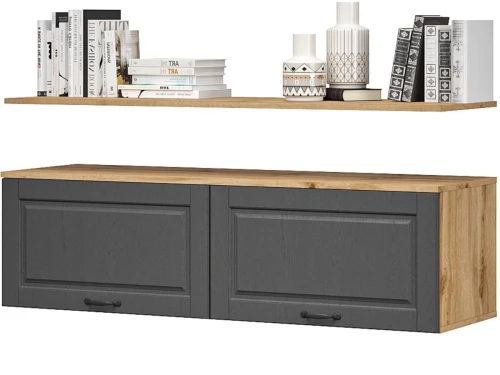 Шкаф навесной с полкой «Лацио Сканди», Вотан/Сканди крафит