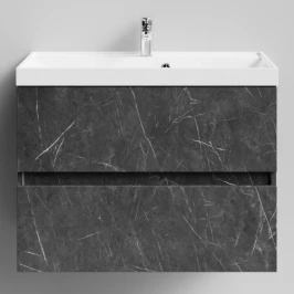 Тумба Бест 80  подвесной, Мрамор Графит софт тач ПВХ 4044-3 Vodok с раковиной в комплекте