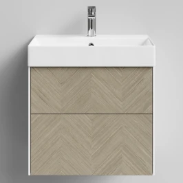 Тумба Катарини, 60 подвесной, Дуб цвет 22 Vodok с раковиной в комплекте