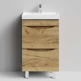 Тумба Лайт 50 напольный, Дуб Тортуга ПВХ 2357-43 Vodok с раковиной в комплекте