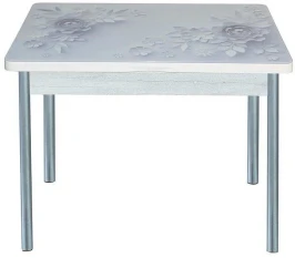 Симпл фотопечать стол обеденный раскладной / цветы на сером/бетон белый/металлик