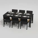 Обеденная группа DOLLA BONTA каркас карбон / стол алюминий 220 / ткань антрацит