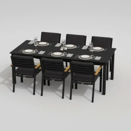 Обеденная группа DOLLA BONTA каркас карбон / стол алюминий 220 / ткань антрацит