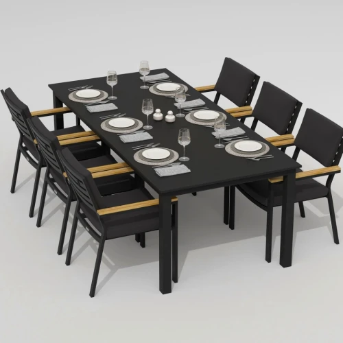 Обеденная группа DOLLA BONTA каркас карбон / стол алюминий 220 / ткань антрацит