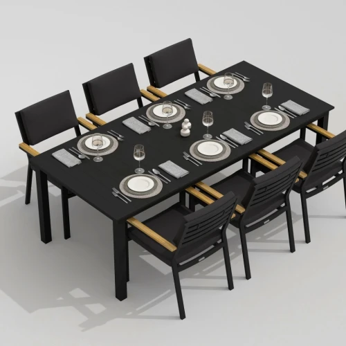 Обеденная группа DOLLA BONTA каркас карбон / стол алюминий 220 / ткань антрацит