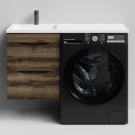 Тумба Смайл 110 подвесной, под стиральную машину, левая, Дуб крымский коричневый ПВХ 131005-9005 Vodok с раковиной в комплекте