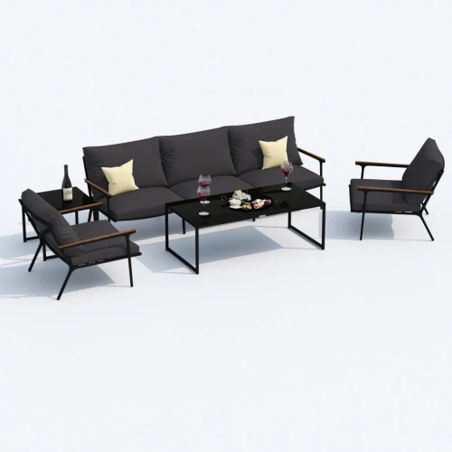 Лаунж зона FESTA антрацит с трехместным диваном