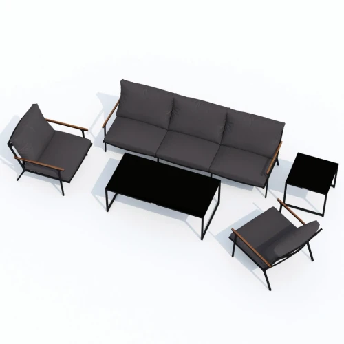 Лаунж зона FESTA антрацит с трехместным диваном