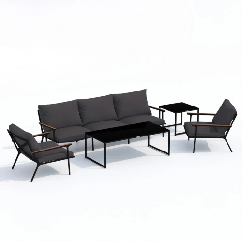 Лаунж зона FESTA антрацит с трехместным диваном