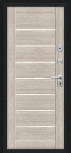 Входная дверь BRAVO Thermo Техно Декор-2 Букле черное/Cappuccino Veralinga 