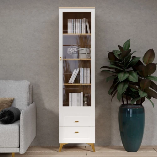 Шкаф-витрина Вега Сапфир, белый глянец