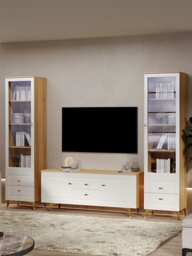 Шкаф-витрина Вега Сапфир, белый глянец