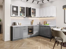 Угловая модульная кухня Ницца Royal-02 Blanco/Magnum Graphite 2140*2550/1600*600