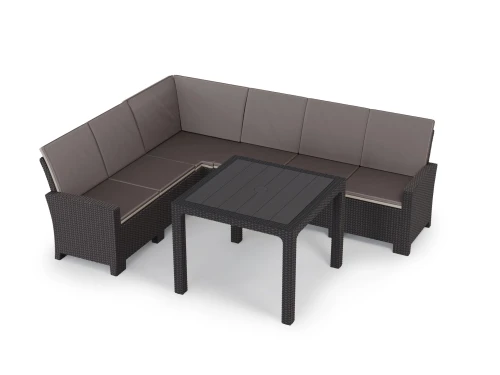 Комплект мебели под ротанг Калифорния “California“ с угловым диваном 240х188 см с подушками на спинку и столом 95х95 см