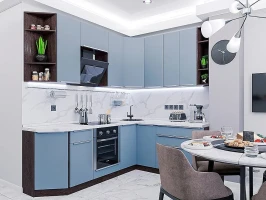Угловая модульная кухня Фьюжн-04 Silky Blue Угловая модульная кухня Фьюжн-04 Silky Blue