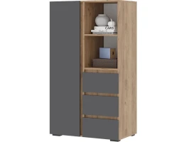 Шкаф «Хелен» ШК-03 с ящиками, графит/дуб крафт золотой