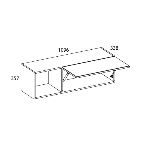 Полка навесная 1DN, JAGGER, цвет Дуб монастырский /Черный