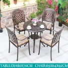 Обеденная группа из литого алюминия стол ВИНТАЖ «VINTAGE» D80 + 4 кресла ВУЛКАН-2 «VOLCANO-2»