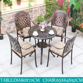 Обеденная группа из литого алюминия стол ВИНТАЖ «VINTAGE» D80 + 4 кресла ВУЛКАН-2 «VOLCANO-2»