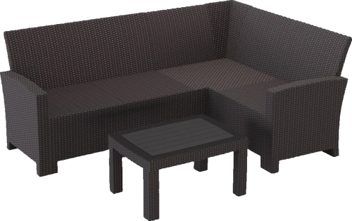 Комплект садовой мебели с угловым диваном Калифорния “California“ 188х136 см 4 места без подушек с кофейным столиком