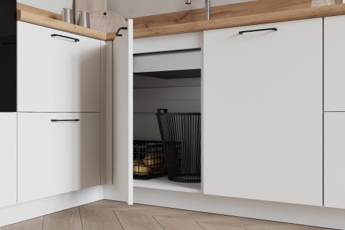 Кухонный гарнитур КГ Угловой 1500х2850 (с пм) , Белый софт матовый  Арника РМ в.3