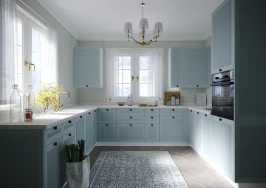 Кухонный гарнитур Моцарт 2600х3100х2400 Небесно-голубой МФД