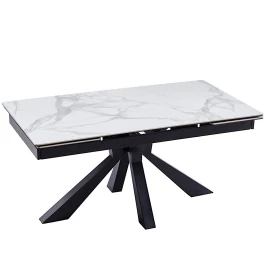 DT779 Стол обеденный раскладной Bentley white, 160-240*90, керамич. столеш., основание металл черный