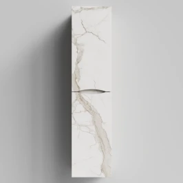 Пенал Лайт 35 подвесной, Мрамор Белый натур милк ПВХ 2537, правый, бельевая корзина