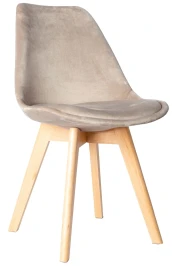 GH608/DC608 Стул пластиковый мягкий, БЕЖЕВЫЙ велюр, каркас бук