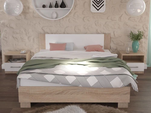 Спальня «Аврора» 2дв шк, Дуб сонома/Белый