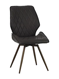 DC231 Стул мягкий поворотный 180, АНТРАЦИТ экокожа, каркас металл, бронза КРУГЛЫЙ