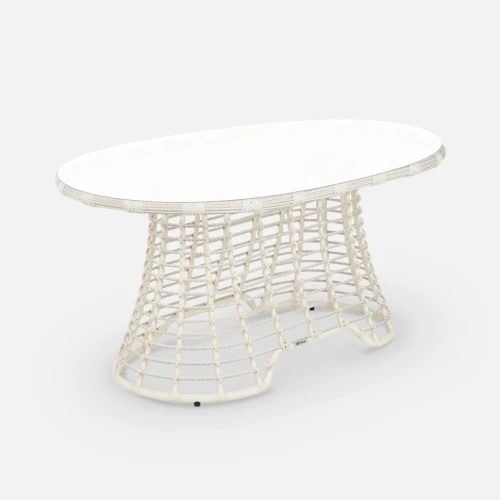 Стол Lotus 1520х930 СТ обеденный Доминикана, RAL 1013, CT.Белый сатин из искусственного ротанга