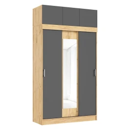 Шкаф с антресолью Бася/Роджина, Дуб Крафт, Графит