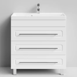 Тумба Арабеска 80 напольный, белый глянец Vodok с раковиной в комплекте