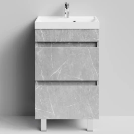 Тумба Бест 50  напольный, Мрамор Белый софт тач 4044-2 Vodok с раковиной в комплекте