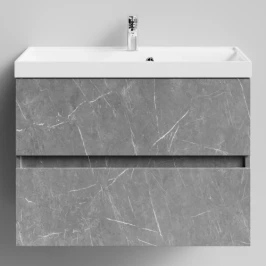 Тумба Бест 80  подвесной, Мрамор Серый софт тач ПВХ 4044-1 Vodok с раковиной в комплекте