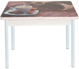 Симпл фотопечать стол обеденный раскладной / чашка кофе/дуб молочный/белый