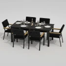 Обеденная группа DOLLA BONTA каркас карбон / стол алюминий 180 / ткань черная